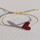 Armband großes Herz weinrotes