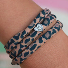 Leopardenarmband Herz Silber