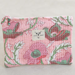 Blockprint-Kosmetiktasche Koralle