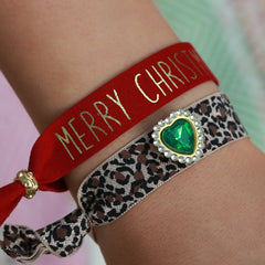 Suede bracelet Merry Christmas red