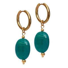 Golden earrings pastille emerald