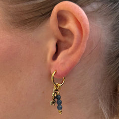 Goldene Ohrringe facettiert Liebe blau