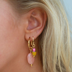 Golden earrings pastille peach