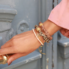 Conjunto de coleteros con strass y leopardo