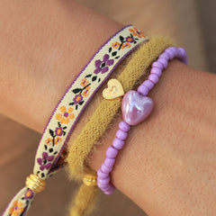 Pulsera de piedra de ciervo lavanda
