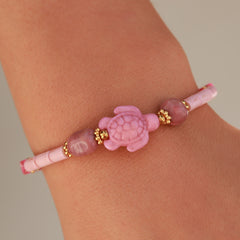 Pulsera tortuga rosa claro