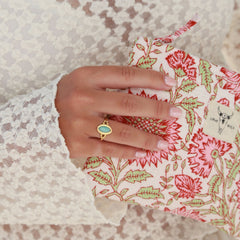 Anillo de oro ovalado turquesa