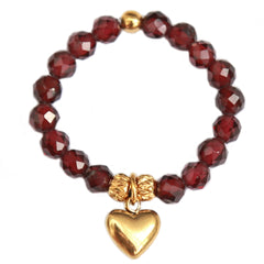 Ring facet heart burgundy
