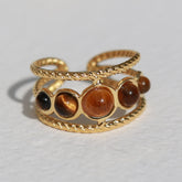 Gouden ring Tiger Eye dots