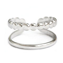Anillo de plata línea de puntos