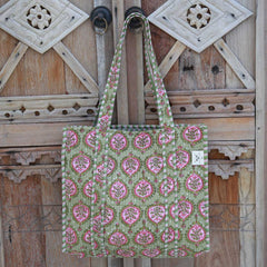 Blockprint schoudertas Indian green