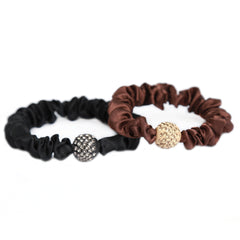 Scrunchie set strass bruin/zwart