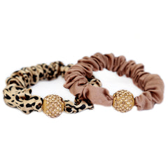 Conjunto de coleteros con strass y leopardo