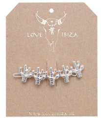 Silver hair clip cactus