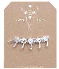 Clip de pelo plateado palmeras