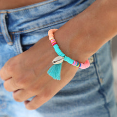 Brazalete de concha de verano azul