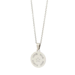 Engraved necklace silver - round names & symbol