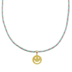 Collier summer smiley menthe or
