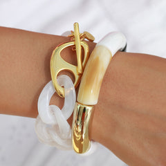 Bracelet penne beige white marble