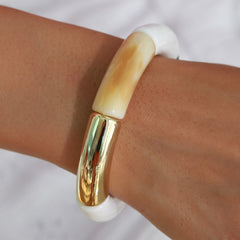 Bracelet penne beige white marble