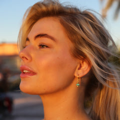 Gouden oorbellen Vedra turquoise