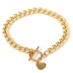 Pulsera de oro con cadena de corazón