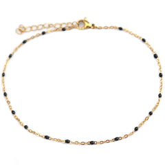 Pulsera de tobillo con pequeños lunares negros