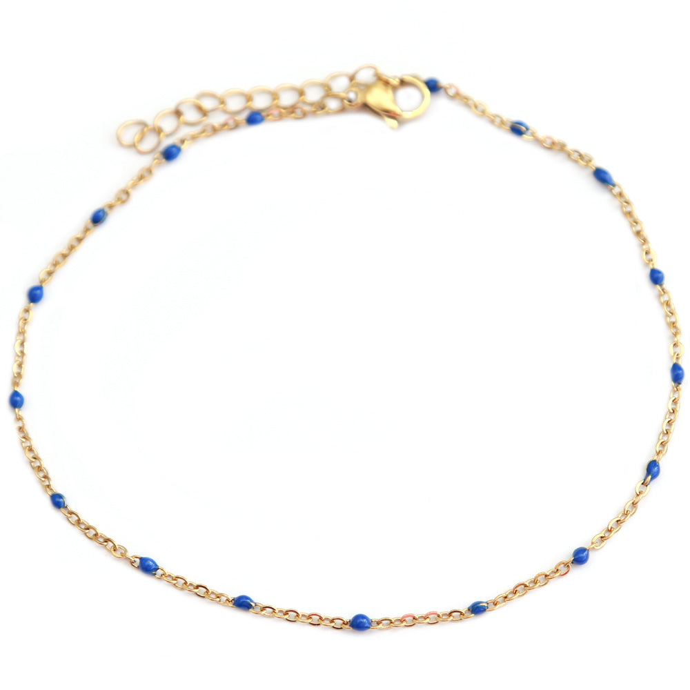 Pulsera de tobillo con lunares azul marino