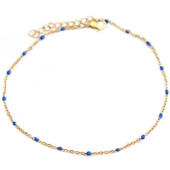 Pulsera de tobillo con lunares azul marino