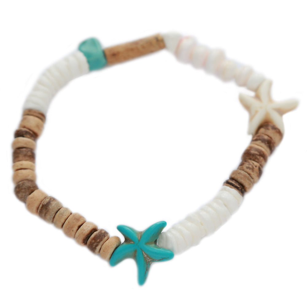 Pulsera coco estrella de mar turquesa