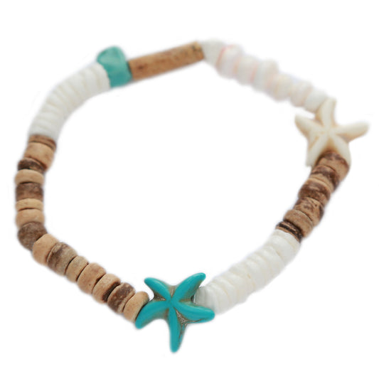 Pulsera coco estrella de mar turquesa 1000