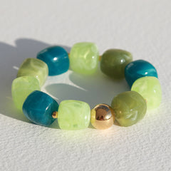 Bracelet cube boule dorée verte