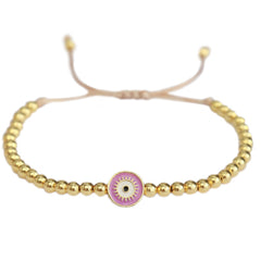 Brazalete mal de ojo dorado morado