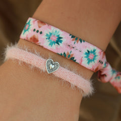 Pulsera esponjosa de plata rosa claro