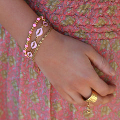 Pulsera labios rosa oro