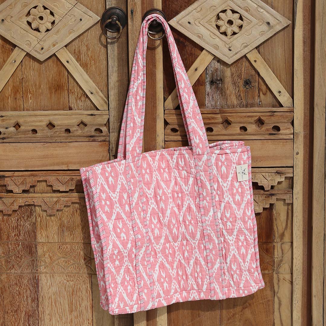 Blockprint shoulder bag peach summer