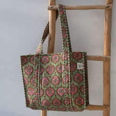 Blockprint schoudertas Indian green
