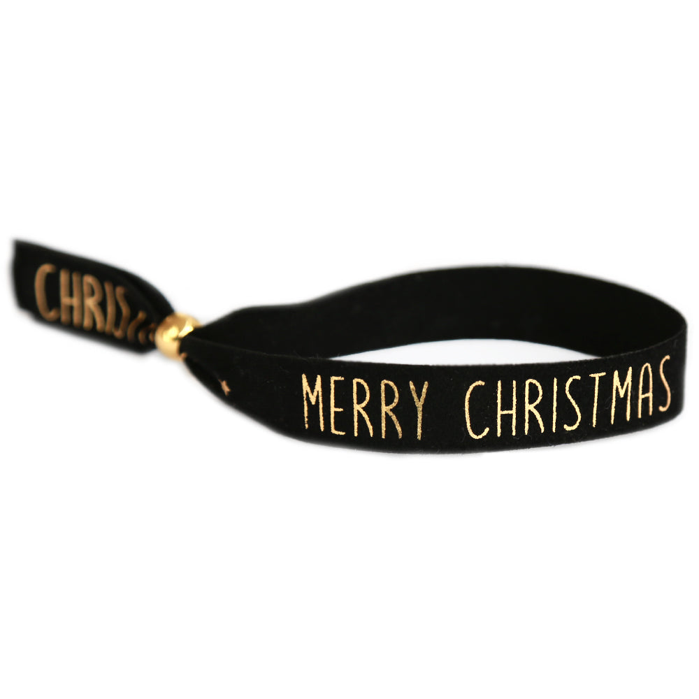 Bracelet suède Joyeux Noël noir