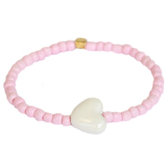 Brazalete corazón de piedra rosa