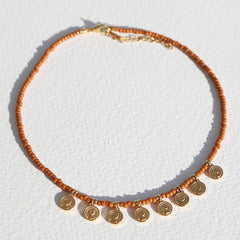 Miyuki Goldmünzen Halskette Cognac