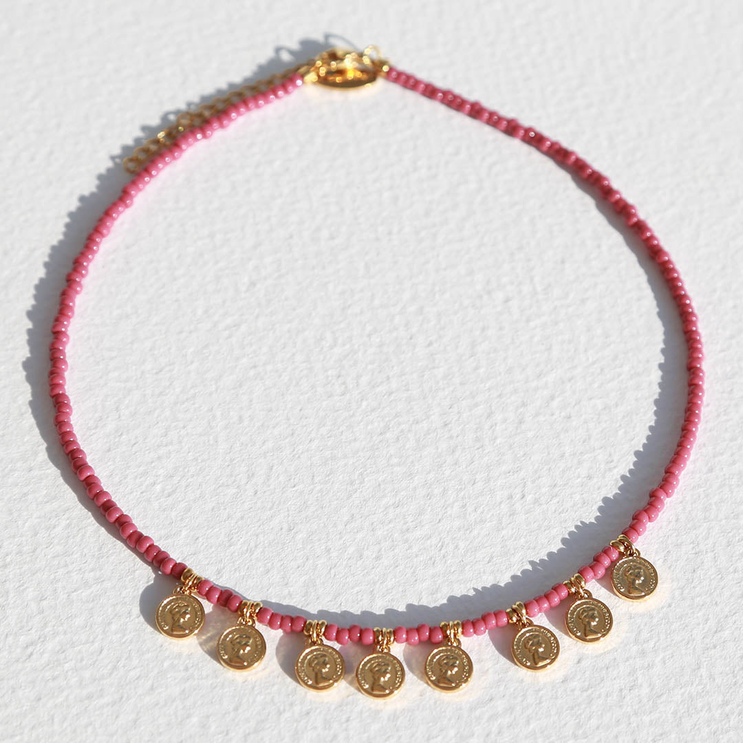 Miyuki Goldmünzen Halskette Rose