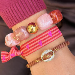 Bracelet cube boule dorée rose