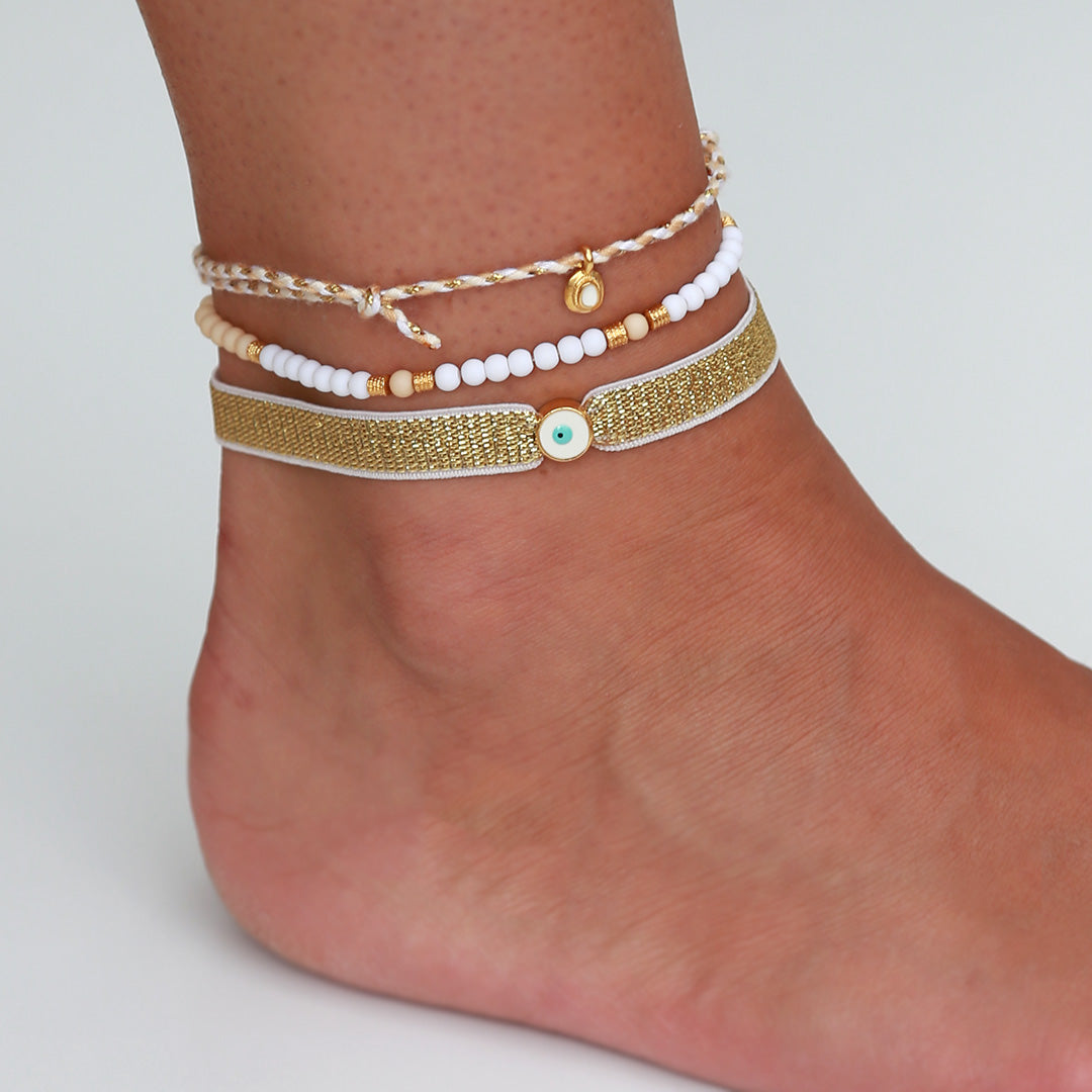 Bracelet de cheville golden evil eye