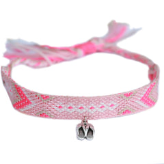 Chanclas de algodón con tira en el tobillo, color rosa azteca y plata