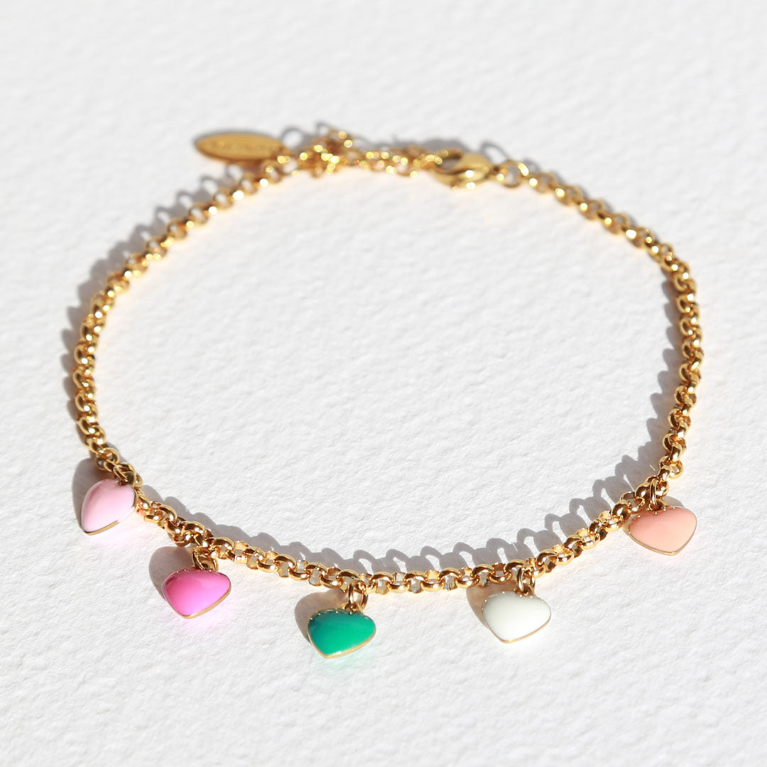 Gouden enkelbandje hearts of summer