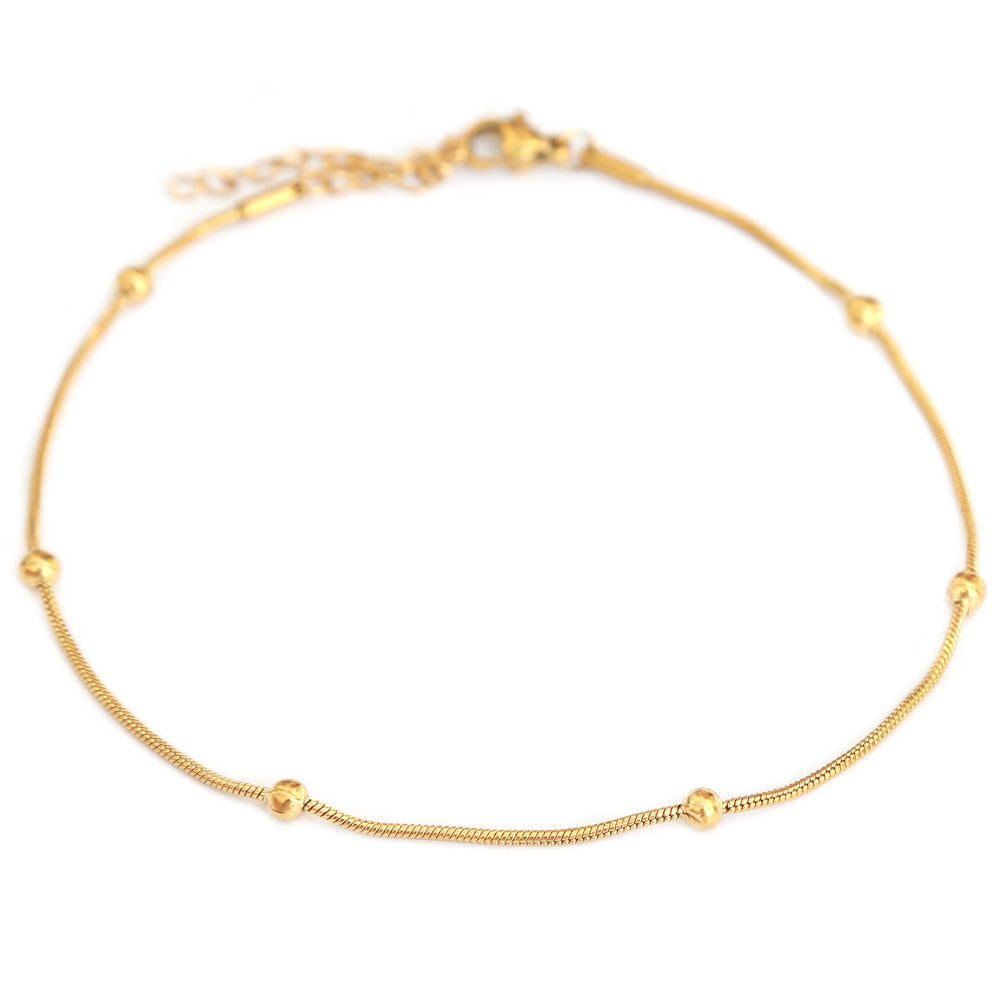Bracelet de cheville boules dorées