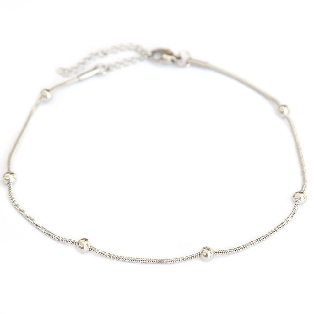 Bracelet de cheville boules argentées