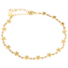 Tobillera dorada con estrellas