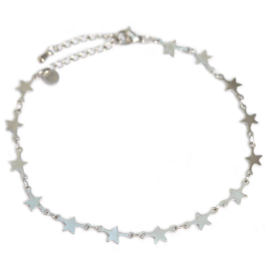 Tobillera de plata con estrellas