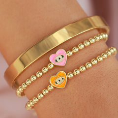 Bracelet evil eye pink heart gold